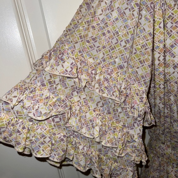 Fate Multicolored Womens Romper Shorts Geometric Size Medium 3/4 Sleeve - Picture 5 of 13